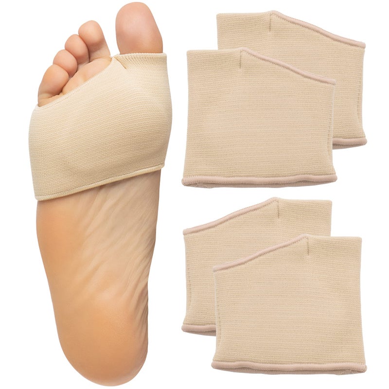 ZenToes Metatarsal Pads for Men and Women - Ball of Foot Support Cushions for Sesamoiditis, Metatarsalgia, Morton's Neuroma - 2 Pairs Fabric Sleeves with Gel Inserts (Small, Beige) - Image 1